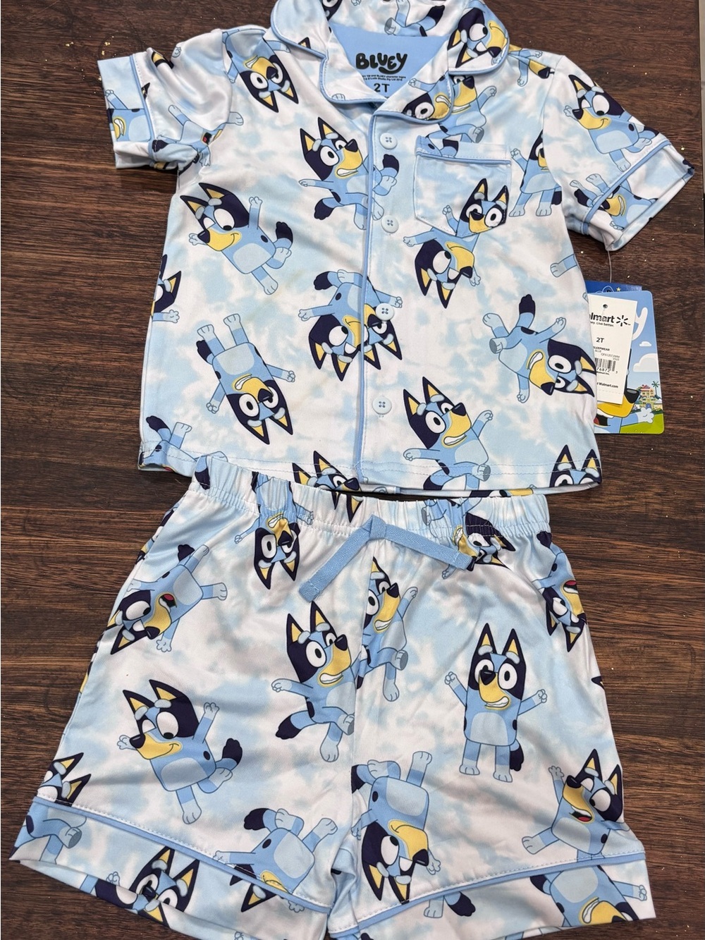 Bluey Light Blue Kids Pajama Set - Short Sleeve Top & Shorts